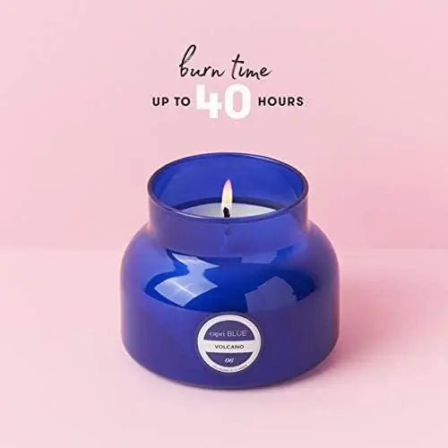 Volcano Scented Candles in Luxury Glass Jar - Tropical Fruit & Sugared Citrus Aroma - Soy Wax Blend - Blue Color (8 oz)